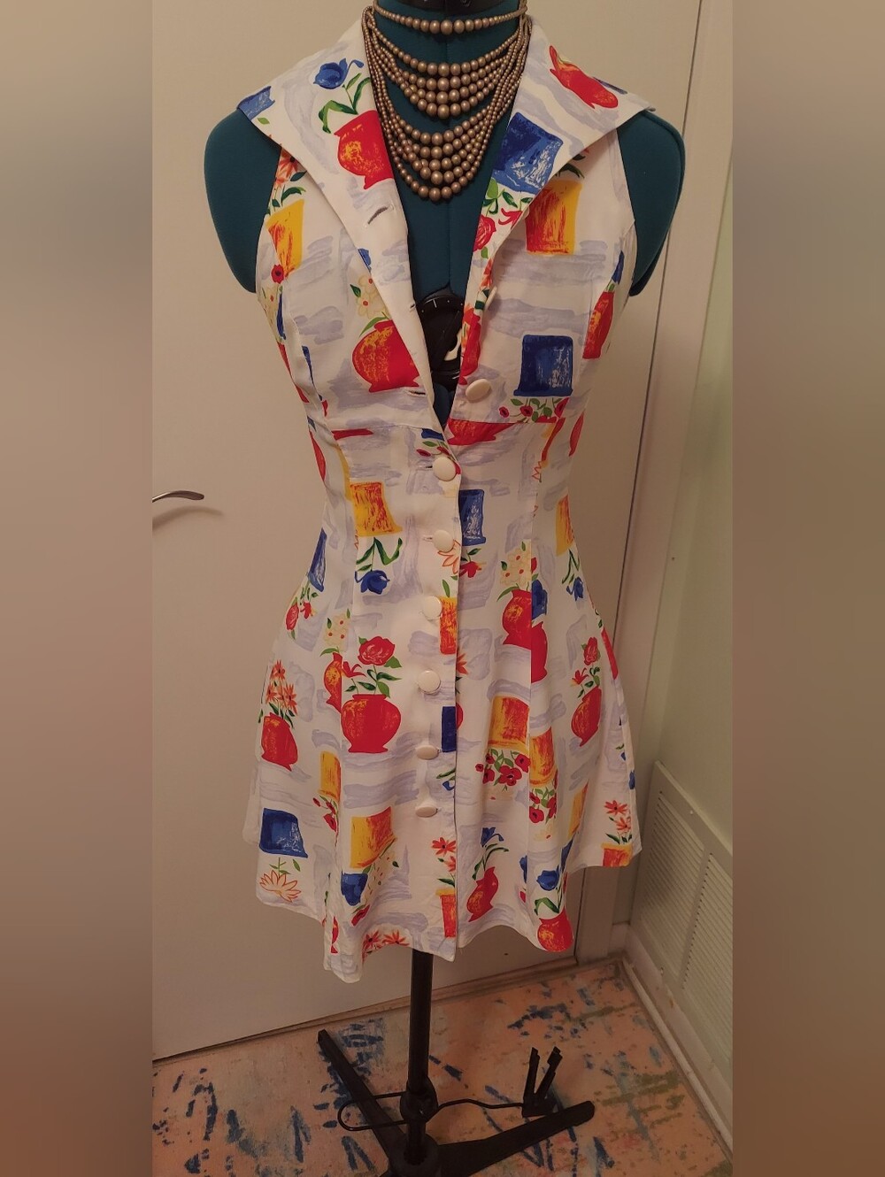 Vintage Y2K Flattering Novelty Print Fit N Flare Sun Dress, xs-s